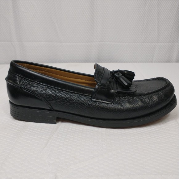 Chaps Loafer Dress Shoes Black 9.5 Mens Pebble Leather Kiltie Tassels Slip On main image 7